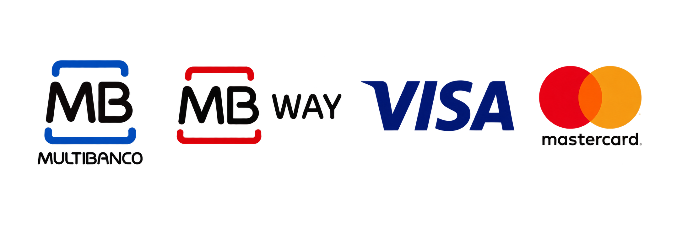Pagamentos aceites: Multibanco, MB WAY, Visa e Mastercard